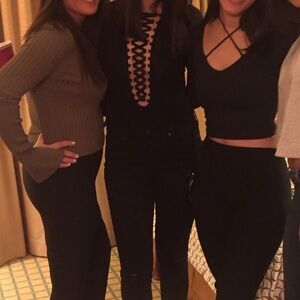 Revolve Bardot Lace Up Bodysuit Black Sz. 6 (Small)